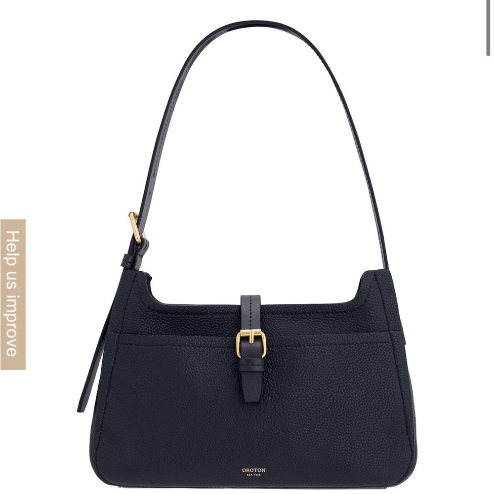 Oroton Black Leather Dylan baguette Shoulder Bag